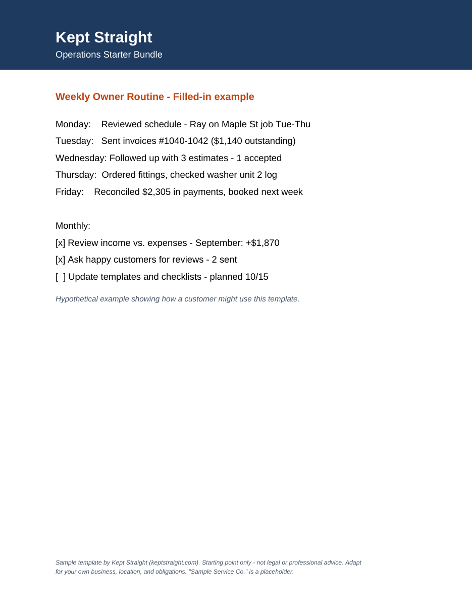 Sample pages from Service Business Operations Starter Bundle — page 2